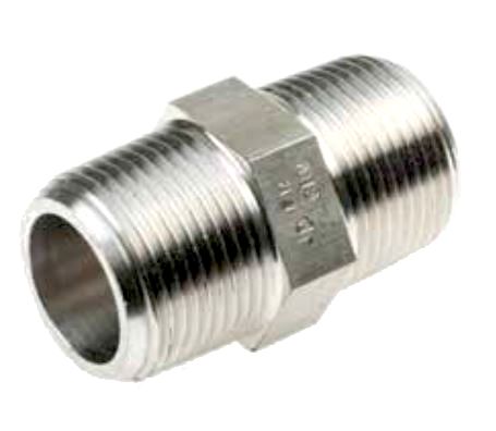 RVS Dubbele 6-k nippel 1/4" NPT 3000lbs