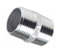 RVS Dubbele 6-k nippel 1/4"
