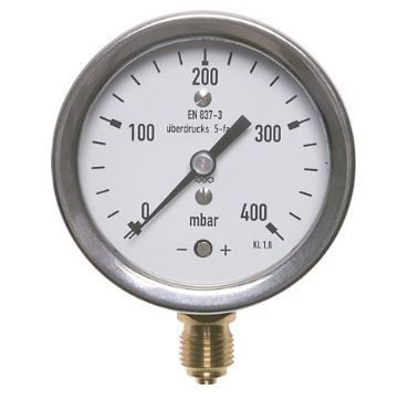 Mano O.A. ø63 G1/4'' 0-400 mbar RVS304