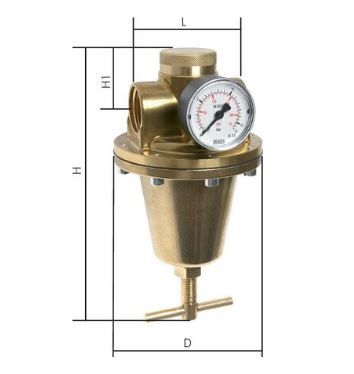 HD drukregelaar G1/2 PN40 0.5-10bar
