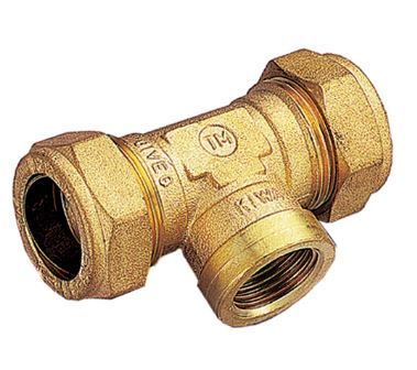 T-stuk messing 22 - 1/2 - 22 knel