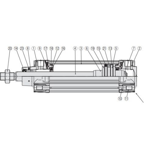 Cilinder &oslash;32  sl. 200mm + magneet NR