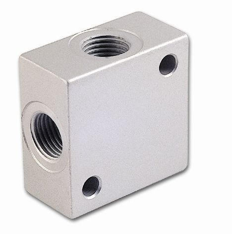 Verdeelblok 4zdg alu G3/8" 4xuitg.