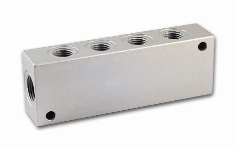 Verdeelblok 2zdg alu G1/8" 2+2xuitg.M5