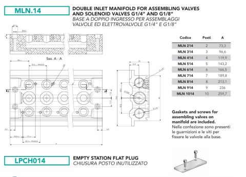 Manifold 6 pos. 1/4"  LNE-serie
