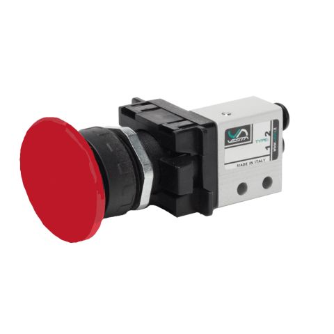 3/2 ventiel NC Paddestoeldrukknop rood