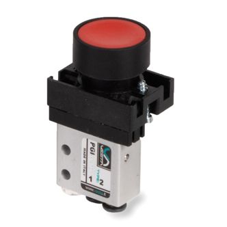 2/2 ventiel NC drukknop rood ø4mm monos